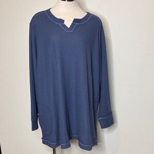 Logo Lounge size 3X Long Sleeve Top in Blue